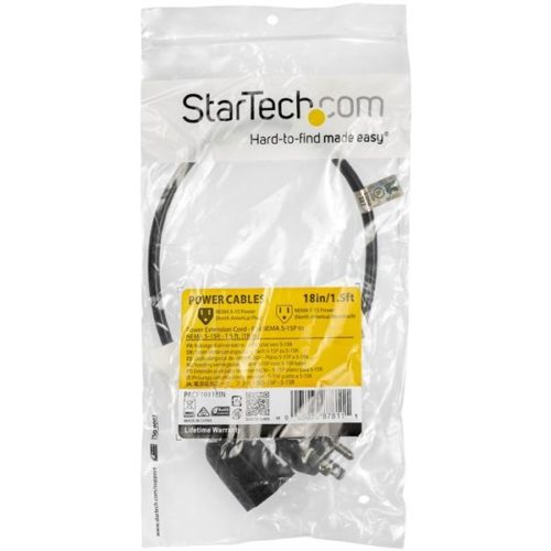 StarTech.com Cable de Poder Plano NEMA 5-15P Macho - NEMA 5-15R Hembra, 50cm, Negro NEMA 5-15P A NEMA 5-15R
