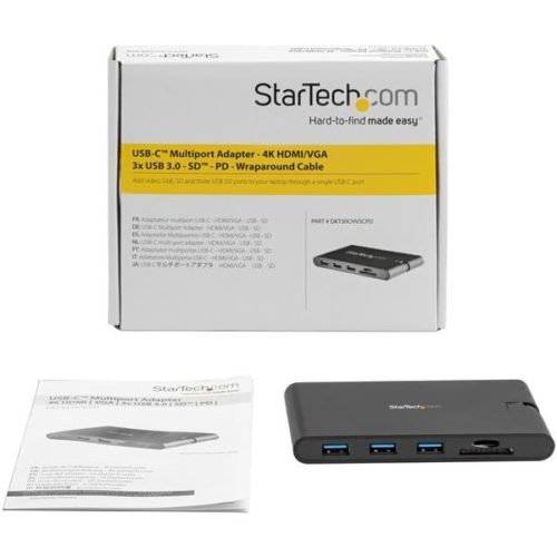 Docking Station StarTech.com - USB-C - HDMI - VGA - Lector de Tarjetas SD - Para Portátiles - Win/ Mac USB-C VGA HDMI GBE SD WIN MAC