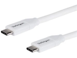 StarTech.com Cable USB 2.0 USB C Macho - USB C Macho, 2 Metros, Blanco CON PD 5A USB 2.0 BLANCO