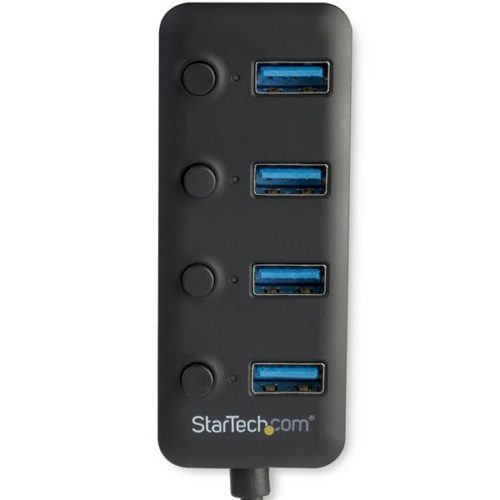 StarTech.com Hub USB A 3.0 de 4 Puertos, 5000 Mbit/s, Negro USB-A CON INTERRUPTORES