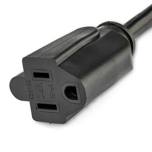 StarTech.com Cable de Poder Acodado NEMA 5-15P Macho - NEMA 5-15R Acoplador Hembra, 30cm, Negro 5-15R A NEMA 5-15P ACODADO PLANO