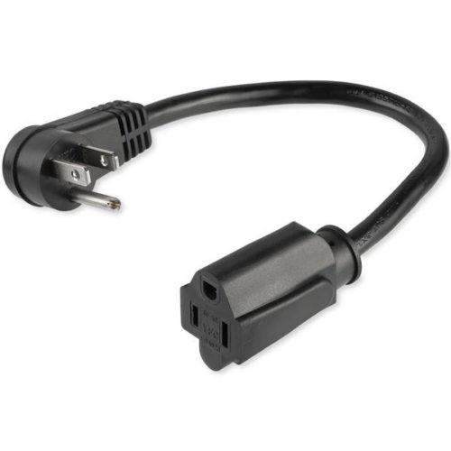 StarTech.com Cable de Poder Acodado NEMA 5-15P Macho - NEMA 5-15R Acoplador Hembra, 90cm, Negro 5-15R A NEMA 5-15P ACODADO 90CM