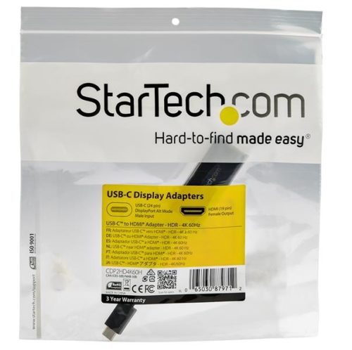 StarTech.com Adaptador USB-C Macho - HDMI Hembra, 10cm, Negro HDR 4K 60HZ NEGRO