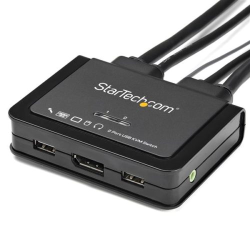 Switch Conmutador KVM StarTech.com - 2 Puertos DisplayPort USB - Cables Integrados PUERTOS DP USB 4K60HZ - CABLES INTE