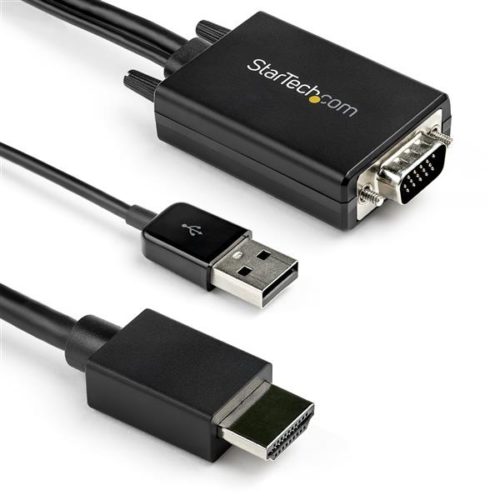 Adaptador StarTech.com VGA2HDMM2M - VGA a - HDMI - Alimentación USB - 2 Mts - 1080p - Negro DE 2M - CON AUDIO VíA USB - 1080P