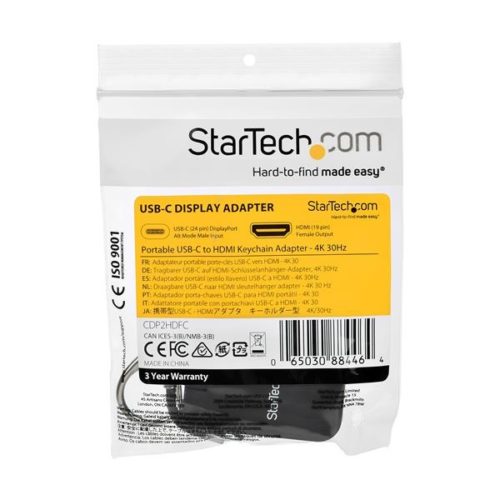 Adaptador Portátil StarTech.com - USB-C a HDMI - Macho/Hembra - 4K - 30Hz - Llavero PORTáTIL - 4K 30HZ - CON LLAVERO