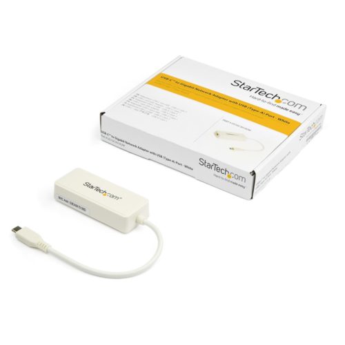 Adaptador de Red StarTech.com - USB-C a RJ-45 - USB Extra - Macho/Hembra - 10/100/1000Mbps T CON PUERTO USB EXTRA - BLANCO