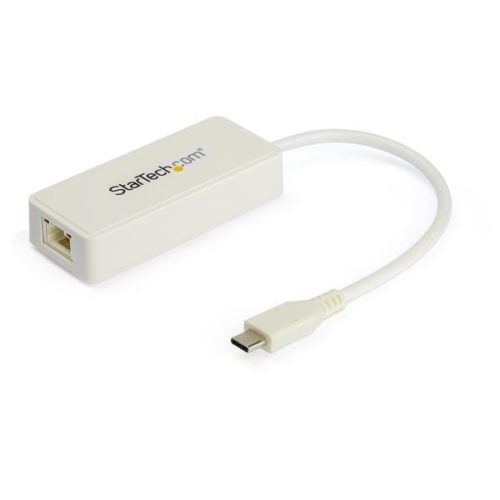 Adaptador de Red StarTech.com - USB-C a RJ-45 - USB Extra - Macho/Hembra - 10/100/1000Mbps T CON PUERTO USB EXTRA - BLANCO