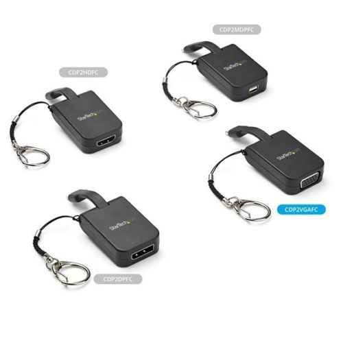 StarTech.com Adaptador Portátil USB C Macho - VGA Hembra, Negro - LLAVERO ENGANCHE RáPIDO - 1080P