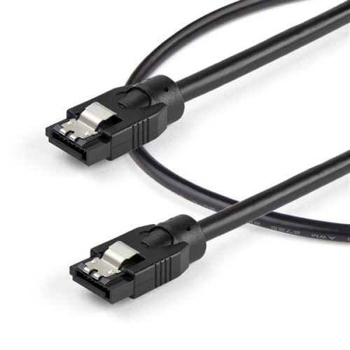 StarTech.com Cable SATA Redondo de 0.3m - Conectores de Cierre - 6Gbs - Alimentación DD SATA - Extremo prinicpal: 1 x 7 clavijas SATA Hembra - Extremo Secundario: 1 x 7 clavijas SATA Hembra - 6Gbit/s - 30 AWG - Negro CONECTORES CON CIERRE - 6GBS