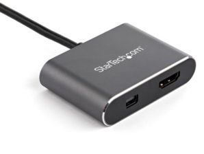 StarTech.com Adaptador USB C Macho - HDMI/Mini DisplayPort Hembra, Negro/Gris S USB-C A HDMI O MDP - 4K 60HZ