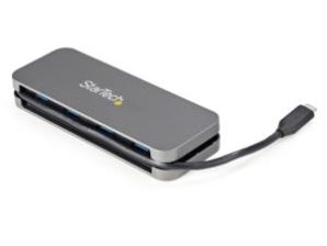 Concentrador USB StarTech.com - USB 3.2 (1 Gen) Tipo C - Pórtatil - Negro, Gris - Soporte UASP - 4 Total -A (5GBPS USB 3.0) - CABLE DE 25CM