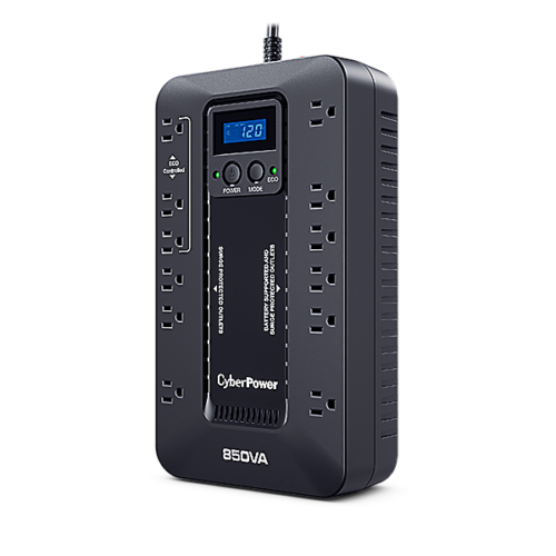 No Break CyberPower Ecologic UPS EC850LCD, 510W, 850VA, Entrada 96-140V 850VA/510W LCD ECO STANDBY 12CONT R