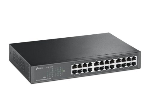 Switch TP-Link Fast Ethernet TL-SF1024D, 10/100Mbps, 4.8Gbit/s, 24 Puertos, 8000 Entradas ? No Administrable DE ESCRITORIO Y MONTAJE EN RACK