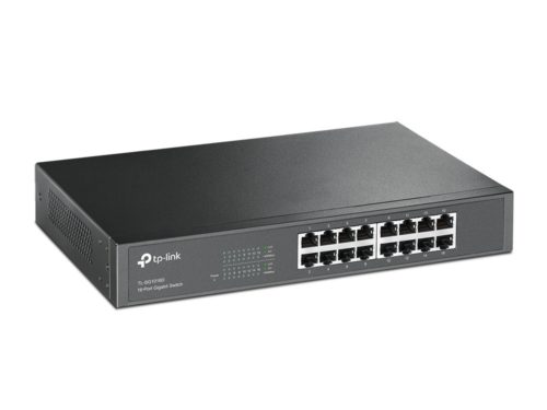 Switch TP-Link Gigabit Ethernet TL-SG1016D, 16 Puertos 10/100/1000Mbps, 32Gbit/s, 8000 Entradas ? No Administrable SIN ADMINISTRACION ESCRITORIO/RACK