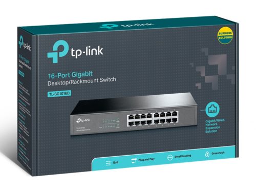 Switch TP-Link Gigabit Ethernet TL-SG1016D, 16 Puertos 10/100/1000Mbps, 32Gbit/s, 8000 Entradas ? No Administrable SIN ADMINISTRACION ESCRITORIO/RACK