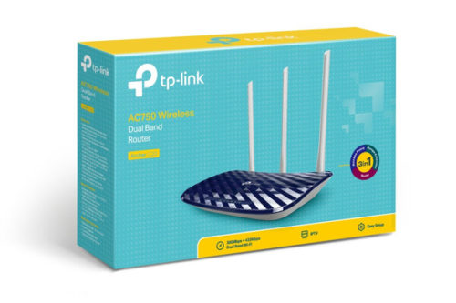 Router TP-Link de Banda Dual AC750 ARCHER C20, Inalámbrico, 5x RJ-45, 2.4-5GHz, con 3 Antenas DOBLE BANDA AC750