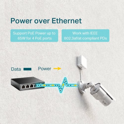 Switch TP-Link Gigabit Ethernet TL-SG1005P, 5 Puertos 10/100/1000, 10Gbit/s, 2000 Entradas - No Administrable GIGABIT CON 4 PUERTOS POE SIN ADM