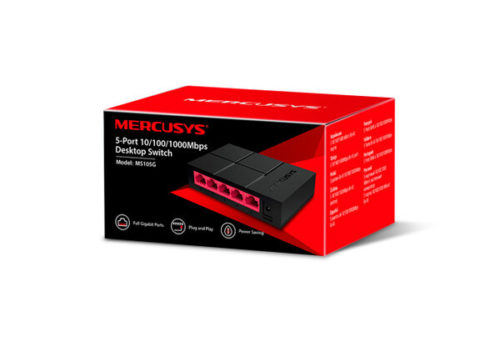Switch Mercusys Gigabit Ethernet MS105G, 5 Puertos 10/100/1000Mbps, 10Gbit/s - No Administrable DE 5 PUERTOS 10/100/1000MBPS