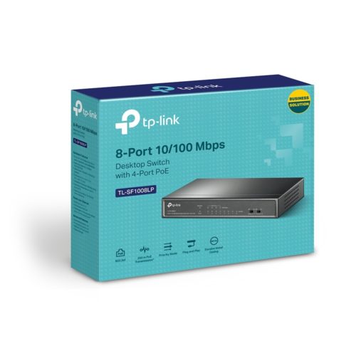 Switch TP-Link Fast Ethernet TL-SF1008LP, 8 Puertos 10/100Mbps, 1.6 Gbit/s, 2000 Entradas - No Administrable OS A 10 / 100MBPS CON POE EN 4 PUER