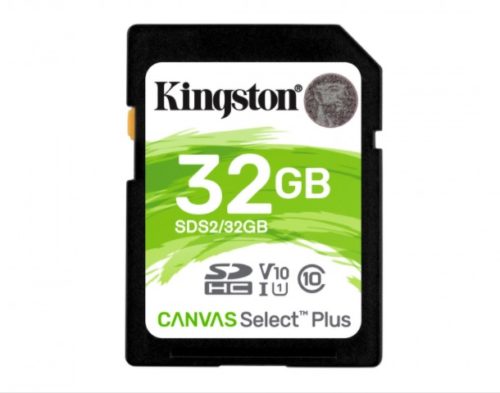 KINGSTON Memoria 32GB SDHC CANVAS SELECT PLUS 100R CL10 UHS-I U3 V10 100MBS PLUS 100R C10 UHS-I U1 V10