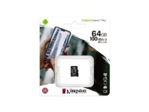 KINGSTON Memoria 64GB MICRO SDXC CANVAS SELECT PLUS 100R CL10 A1 100MBS SIN ADAPTADOR SELECT PLUS A1 C10 SINGLE PACK W/O