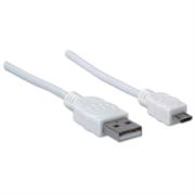 Cable Manhattan USB-A Micro USB-B 2.0 Alta Velocidad 1m Color Blanco