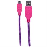 Cable Manhattan USB Micro-B Alta Velocidad con Recubrimiento Textil 1m Color Rosa-Morado