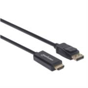 Cable Manhattan Displayport-M a HDMI-M 4K 1.8m Color Negro