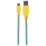 Cable Manhattan USB Micro-B Alta Velocidad con Recubrimiento Textil 1m Color Turquesa-Amarillo