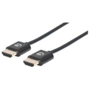 Cable Manhattan HDMI M-M Ultra Delgado Alta Velocidad con Ethernet 0.5m Color Negro