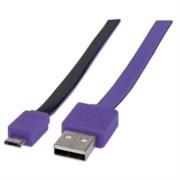 Cable Manhattan Plano Alta Velocidad Micro-B USB 1m Color Negro-Morado