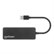 Hub Manhattan USB 3.2 Gen1 4 Puertos USB-A Color Negro