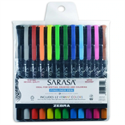 Marcador Zebra Sarasa Porous Colores Surtidos Estuche C/12 Pzas