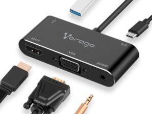 CONVERTIDOR VORAGO 5EN1 ADP-350 USB TIPO C A HDMI VGA USB 3.0 JACK