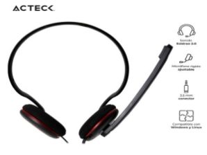 AUDIFONOS ACTECK HJ220/ON EAR MIC AJUSTABLE/BOCINAS 40MM2X3.5MM