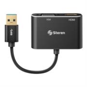 Adaptador Steren USB 3.0 a HDMI/VGA Color Negro