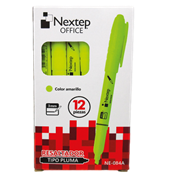 Marcador Nextep Resaltador Tipo Pluma Color Amarillo C/12 Pzas