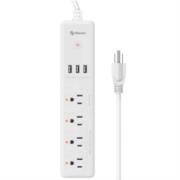 Barra Steren Multicontacto Wi-Fi de 4 Salidas Horizontales y Triple Cargador USB Color Blanco