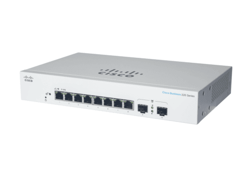 Cisco CBS220 SMART 16-PORT GE POE CBS220 SMART 16-PORT GE POE Conmutador Ethernet Cisco Business 220 CBS220-16P-2G 16 Puertos Gestionable - 2 Capa compatible - Modular - 2 Ranuras SFP - 18.30W Power Consumption - 130W Rendimiento PoE - Fibra Óptica,