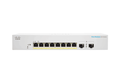 Cisco CBS220 SMART 16-PORT GE POE CBS220 SMART 16-PORT GE POE Conmutador Ethernet Cisco Business 220 CBS220-16P-2G 16 Puertos Gestionable - 2 Capa compatible - Modular - 2 Ranuras SFP - 18.30W Power Consumption - 130W Rendimiento PoE - Fibra Óptica,