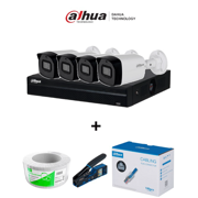 Camaras Dahua NVR1104HS-P-S3 NVR 4CH 4 cámaras IPC-B1E20 Bobina 100m 100 Plugs Pinza de corte